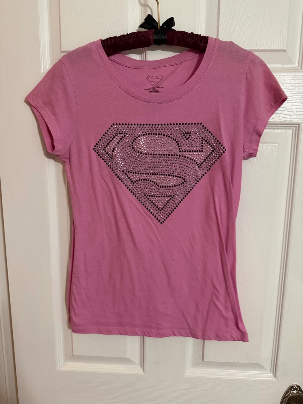 Women’s Pink Logo Rhinestone Tee- SUPER, large